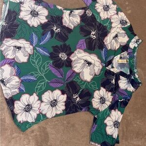 PerSeption Concept Green Floral Blouse